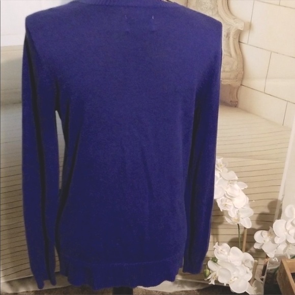 🌻 3/$20 Vera Wang Cobalt Blue Cardigan Sweater with Sequin Detail, Size XS - Picture 2 of 9